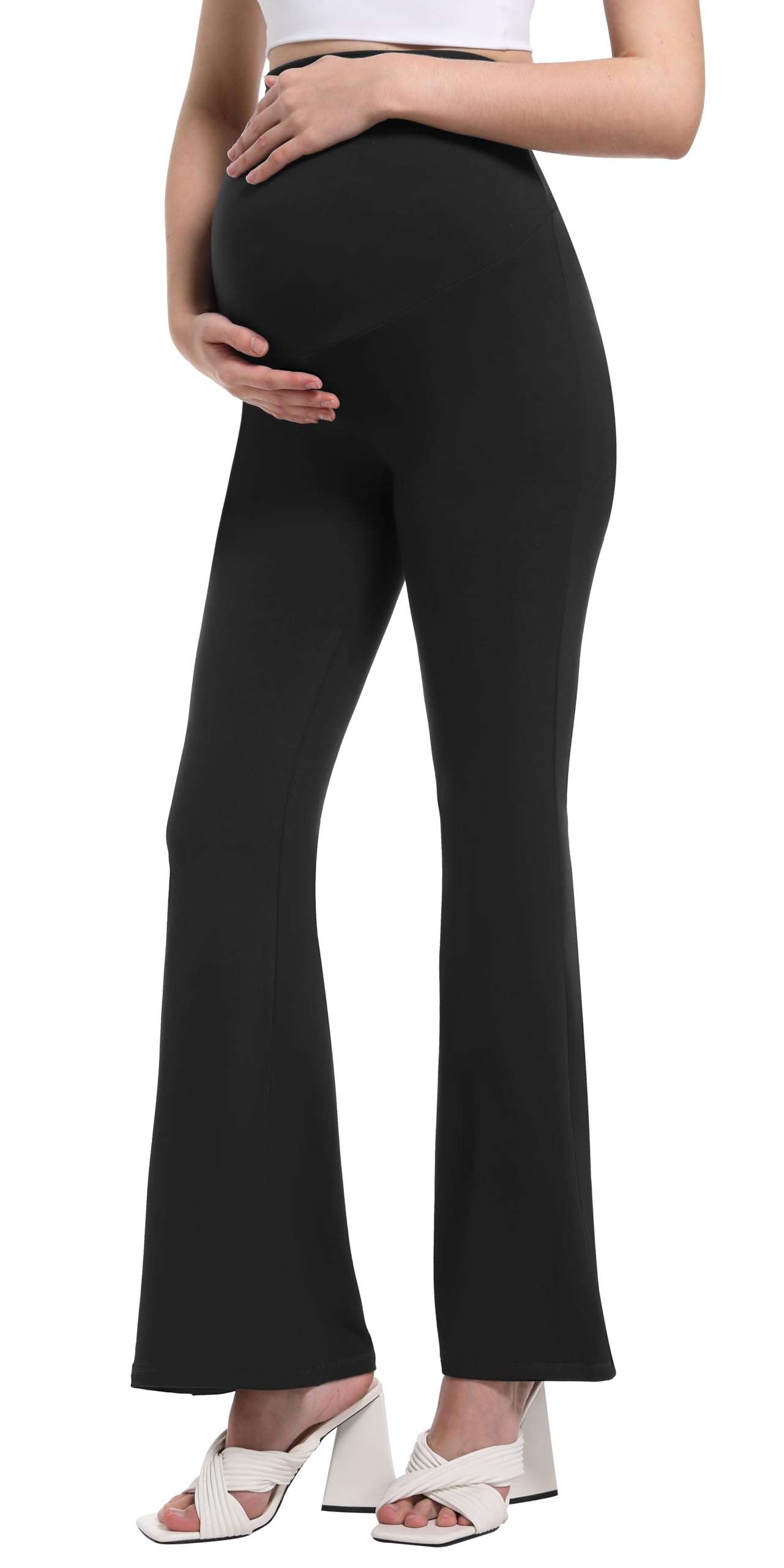 Legging De Maternité Femme Pantalon évasé De Yoga Travail Loisirs Sport Décontracté du Ventre De Sport