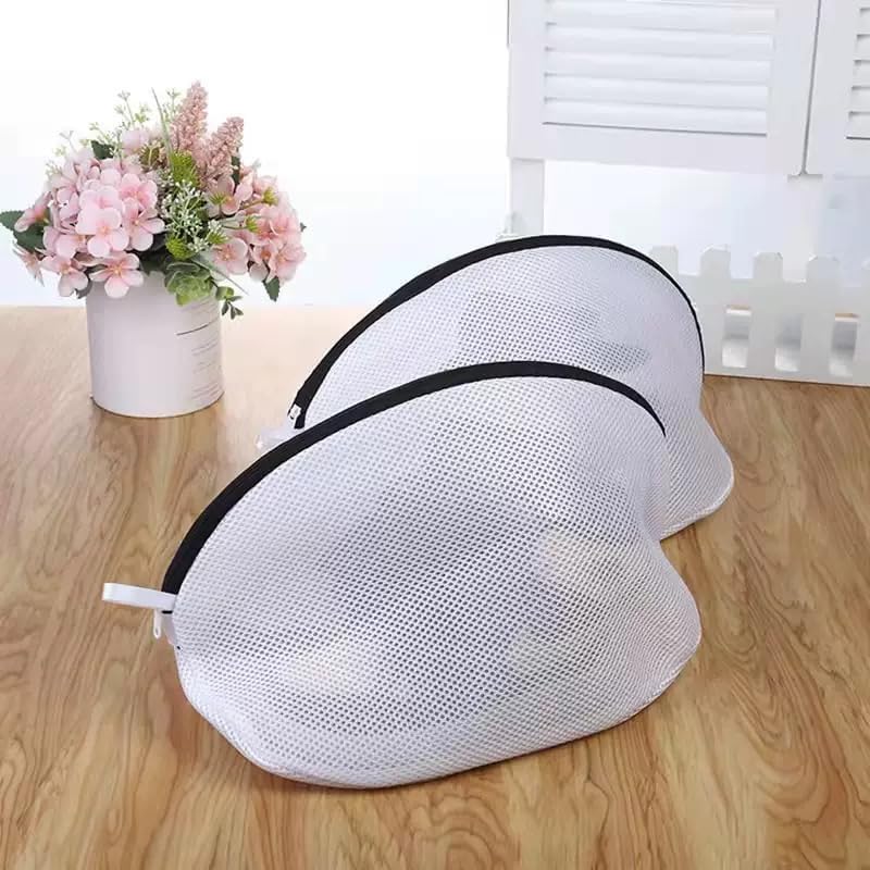 2Pcs Mesh Laundry Shoe Bag for Washing Machine, White with Black Trim, Protective Wash Bag (2) - Amazon product rated Grade B