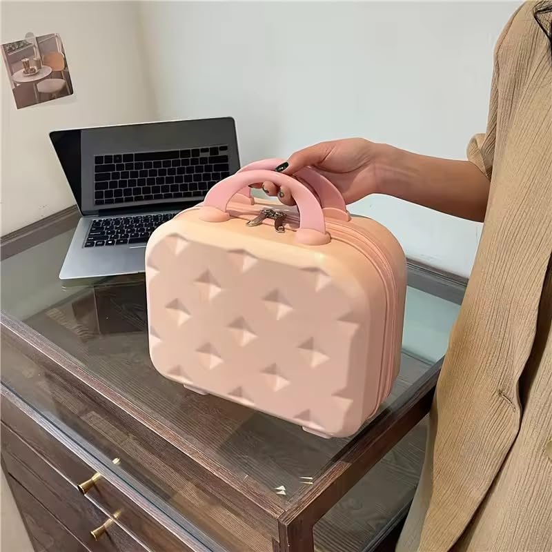 Image of Portable Hard Shell Cosmetic Bag Travel Case, Small Travel Hand Luggage with Elastic Band, Mini Abs Carrying Makeup Case Suitcase (R-Baby Blue)
