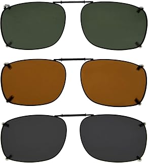 Eyekepper 3-pack Clip-on Polarized Sunglasses - Grey/Brown/G15 Lens 54x37MM