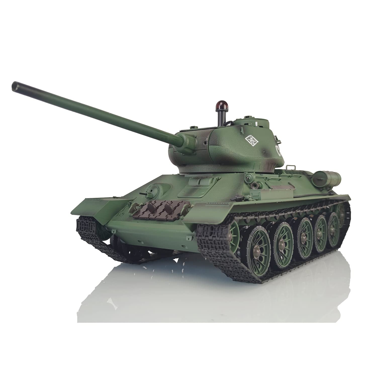 1/16 RC-Panzer T34-85 3909 7.0, mit 340° drehbarem Turm 2,4-GHz-Steuerung | Infrarotkampfsystem, ausfahrbares Kanonenrohr, integrierte LED-Beleuchtung und realistische Soundeffekte