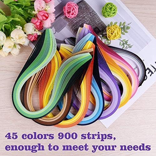 Paper Quilling Kits 45 Colors 900 Strips Quilling Art Paper DIY Craft with Tools for and DIY Home Decoration