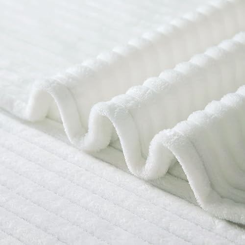 Miniatura 7 de Vessia Manta de franela de forro polar para sofá, cama, manta de microfibra a rayas blancas de 10.58 ozm para adultos y niños, súper suave, cálida,
