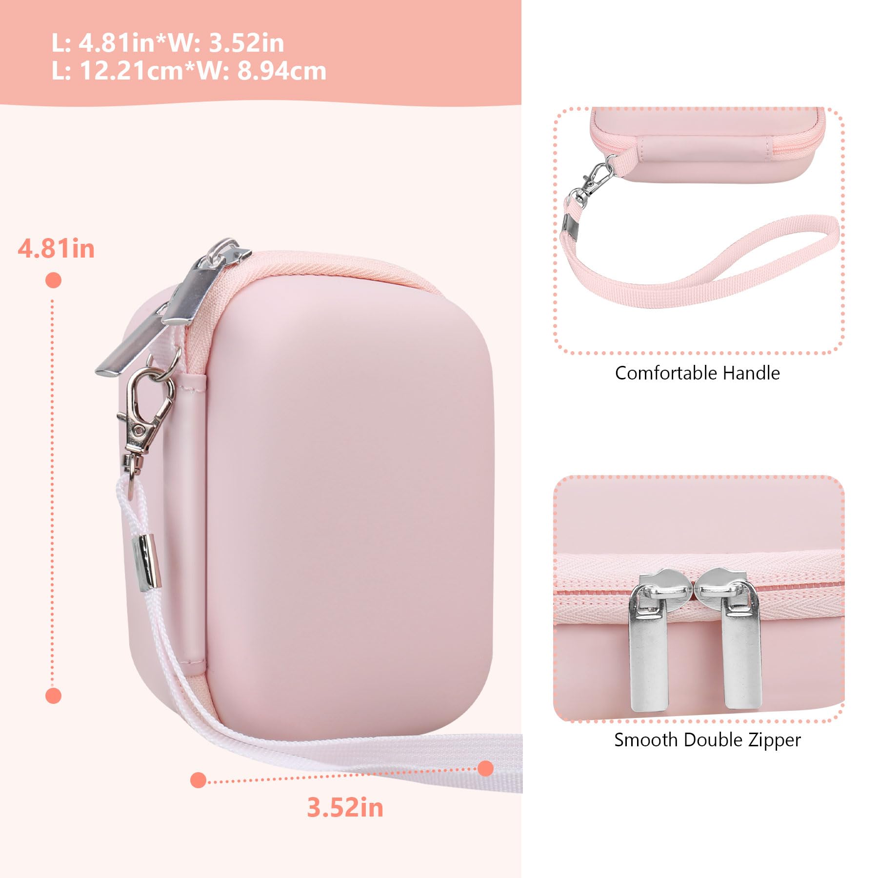 Cassa per fotocamera digitale compatibile con fotocamera digitale Kodak PIXPRO FZ55 FZ45, borsa di viaggio per archiviazione della fotocamera Vlogging con tasca in rete per cavo USB, Rosa