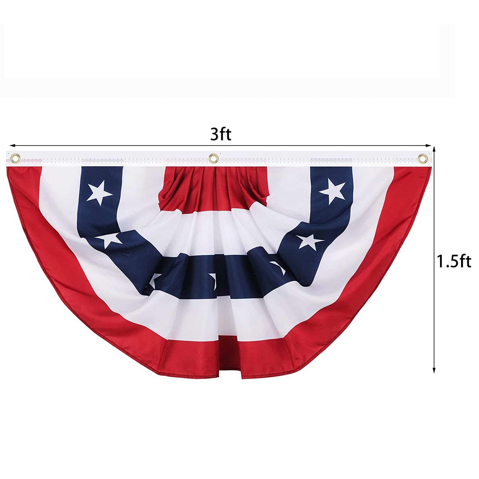 8 szt. USA plisowana flaga wachlarza dekoracje na dzień niepodległości -3,5 x 9,5 cm baner chorągiewka flaga patriotyczna półwachlarz baner flaga z mosiężnymi oczkami na 4 lipca Dzień Pamięci Dekoracja