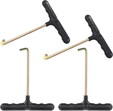 4 Pack Trampoline Spring Pulling Tool T-Hook Extension Puller with Ergonomic Handle Grip Outdoor Trampoline Spring Pull Tool Kit for Mini Trampoline Kids Fitness Rebounder Exercise Trampolines