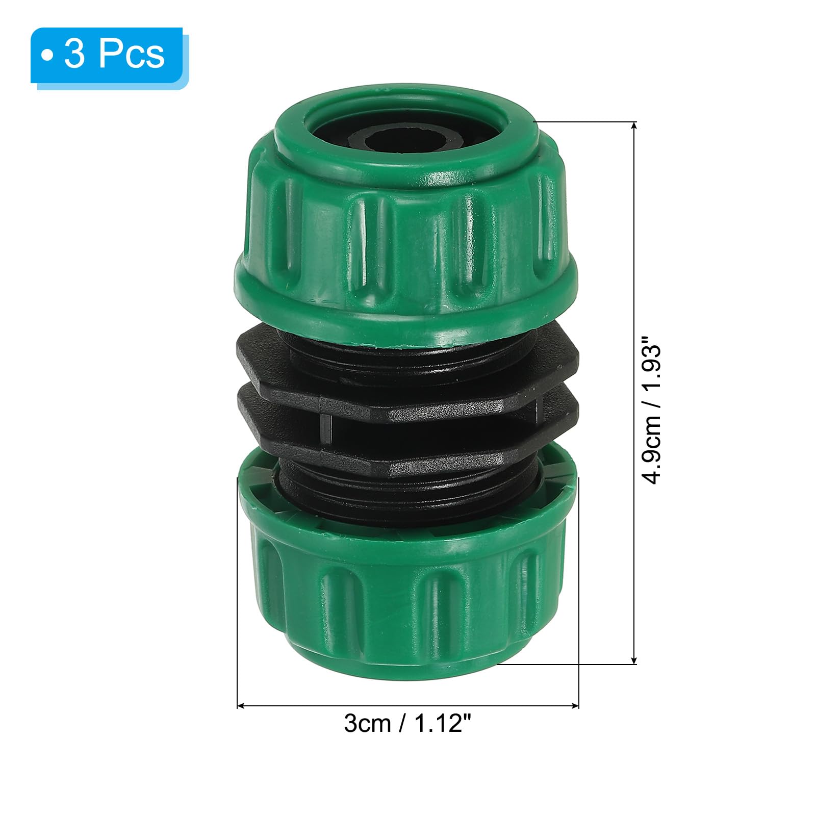 PATIKIL 1/2" Garden Hose Repair Kit Connector Extender, 3 Pcs Plastic Quick Water Hose Connectors Leakproof Design Fittings, Green - Image 2