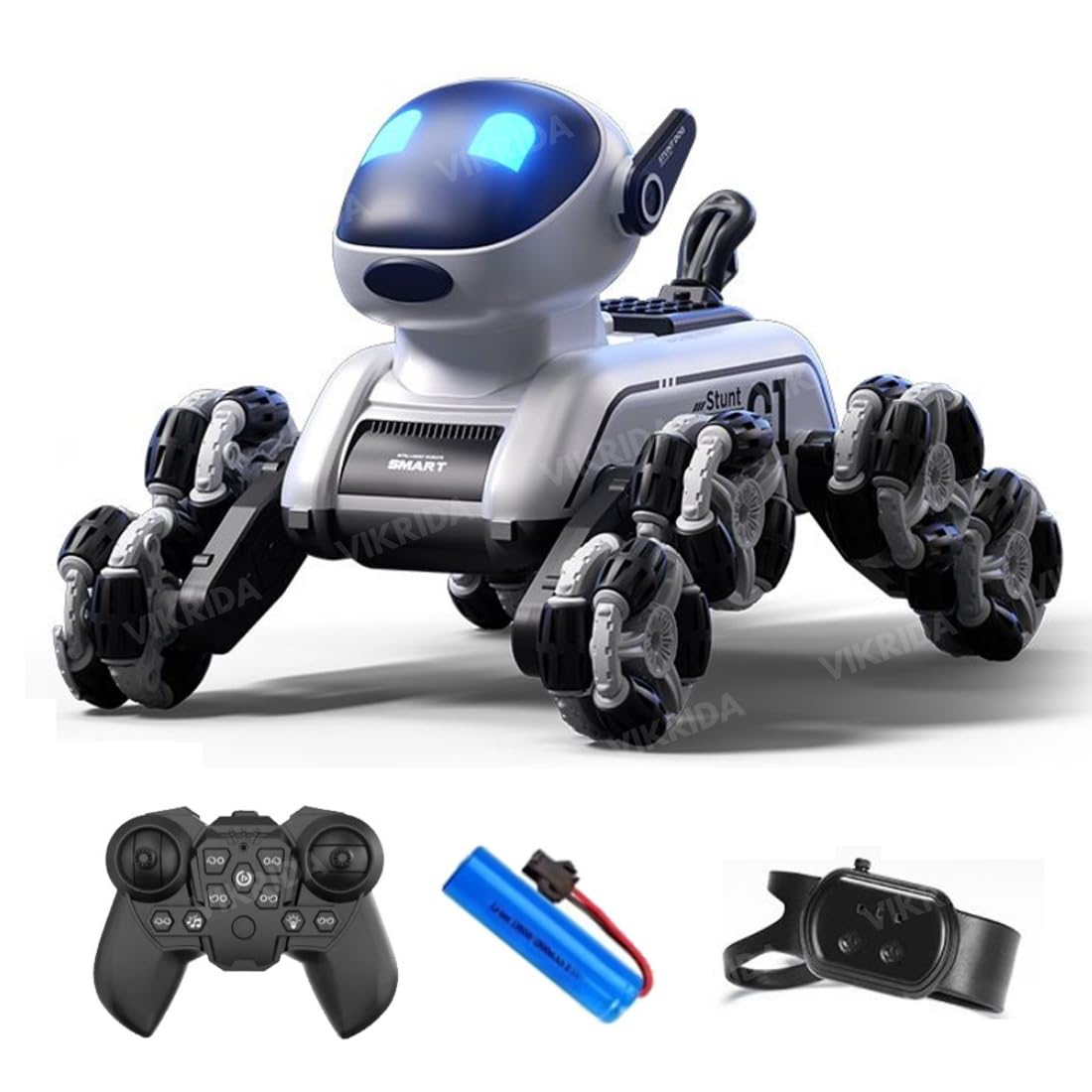 VikriDA Remote Control Cars for Kids Adults, 8WD Gesture Sensor RC Stunt Car with Light, Music, RC Robot Dog Toys,Birthday Toy for 6 7 8 9 10 11 12 13 Years Old Boys Girls Kids,Black