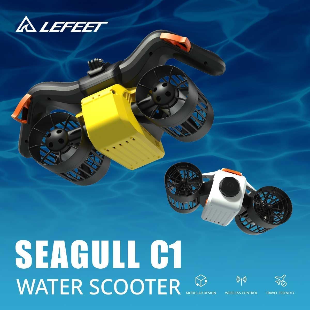 Electric Underwater Scooter for Diving & Snorkeling - High-Speed Sea Propeller Motor for Swimming Adventures (White)