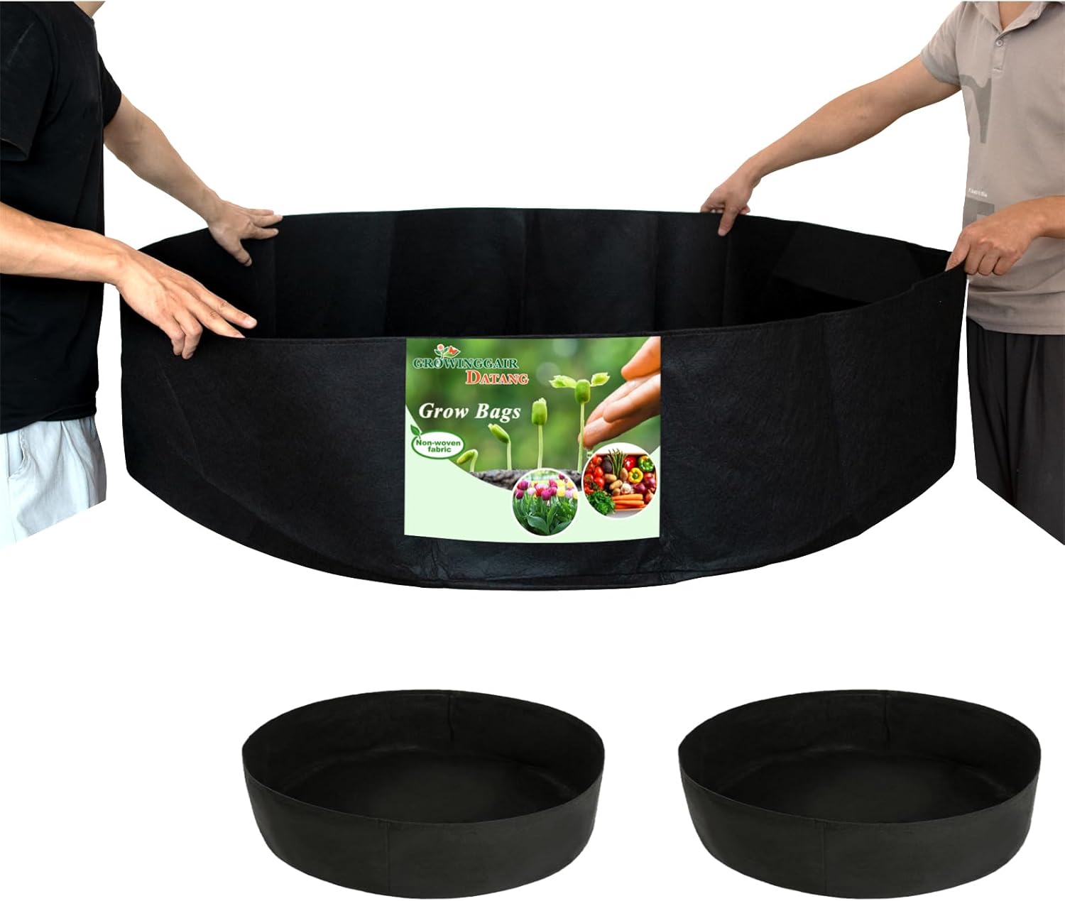 2-Pack 100 Gallon Large Non-Woven Grow Bags Reusable Thickened Durable Aeration Fabric Pot Black (100Gal_2Pcs)