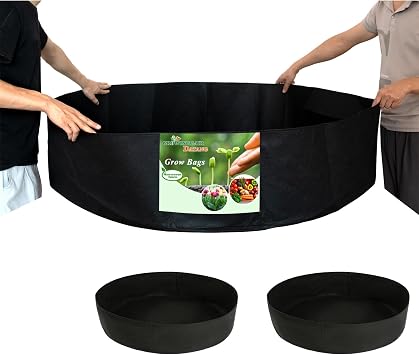 2-Pack 100 Gallon Large Non-Woven Grow Bags Reusable Thickened Durable Aeration Fabric Pot Black 100Gal_2Pcs