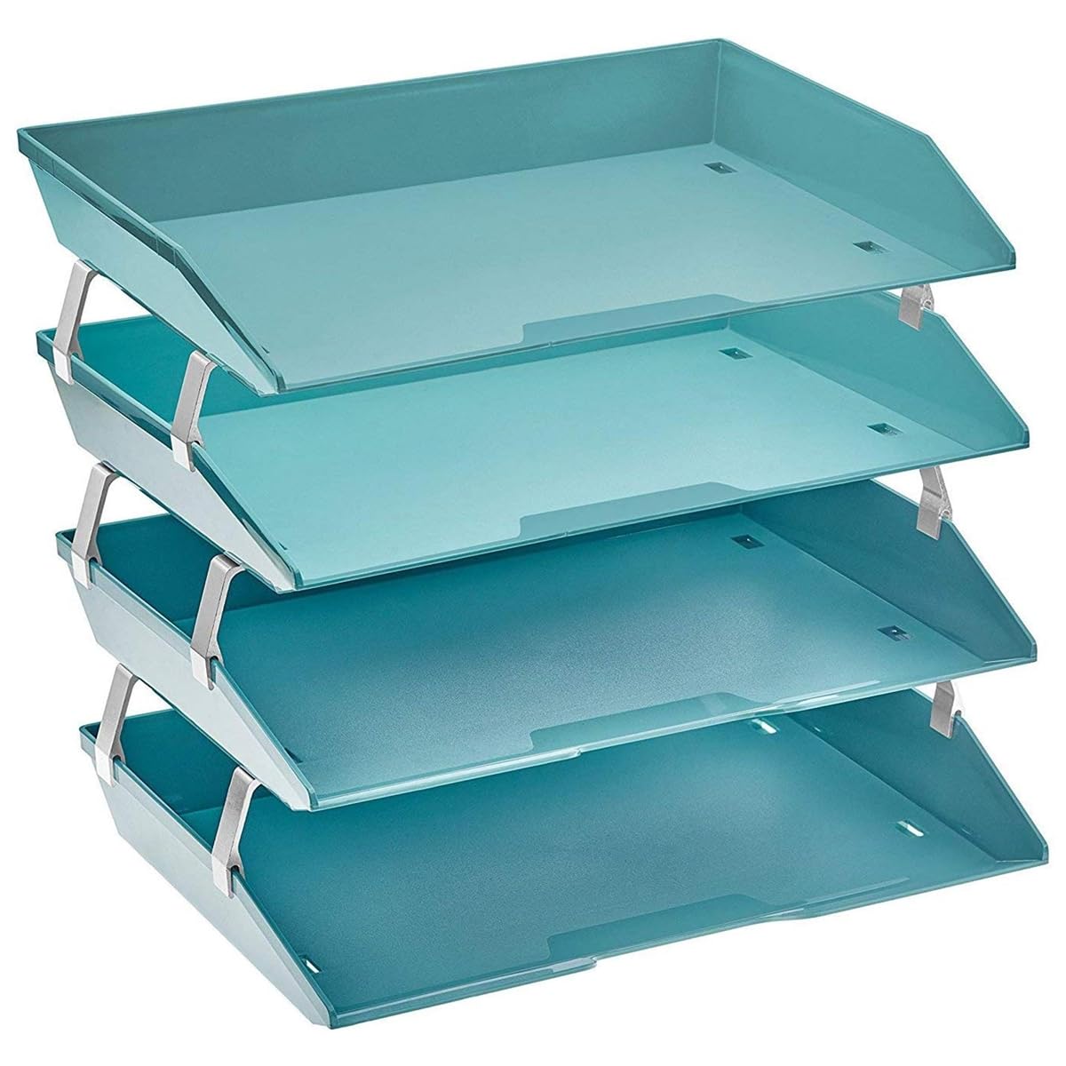 Acrimet Bac à Courrier 4 Niveaux Charge Latérale A4 - Organiseur Bureau Plastique Transparent Cristal