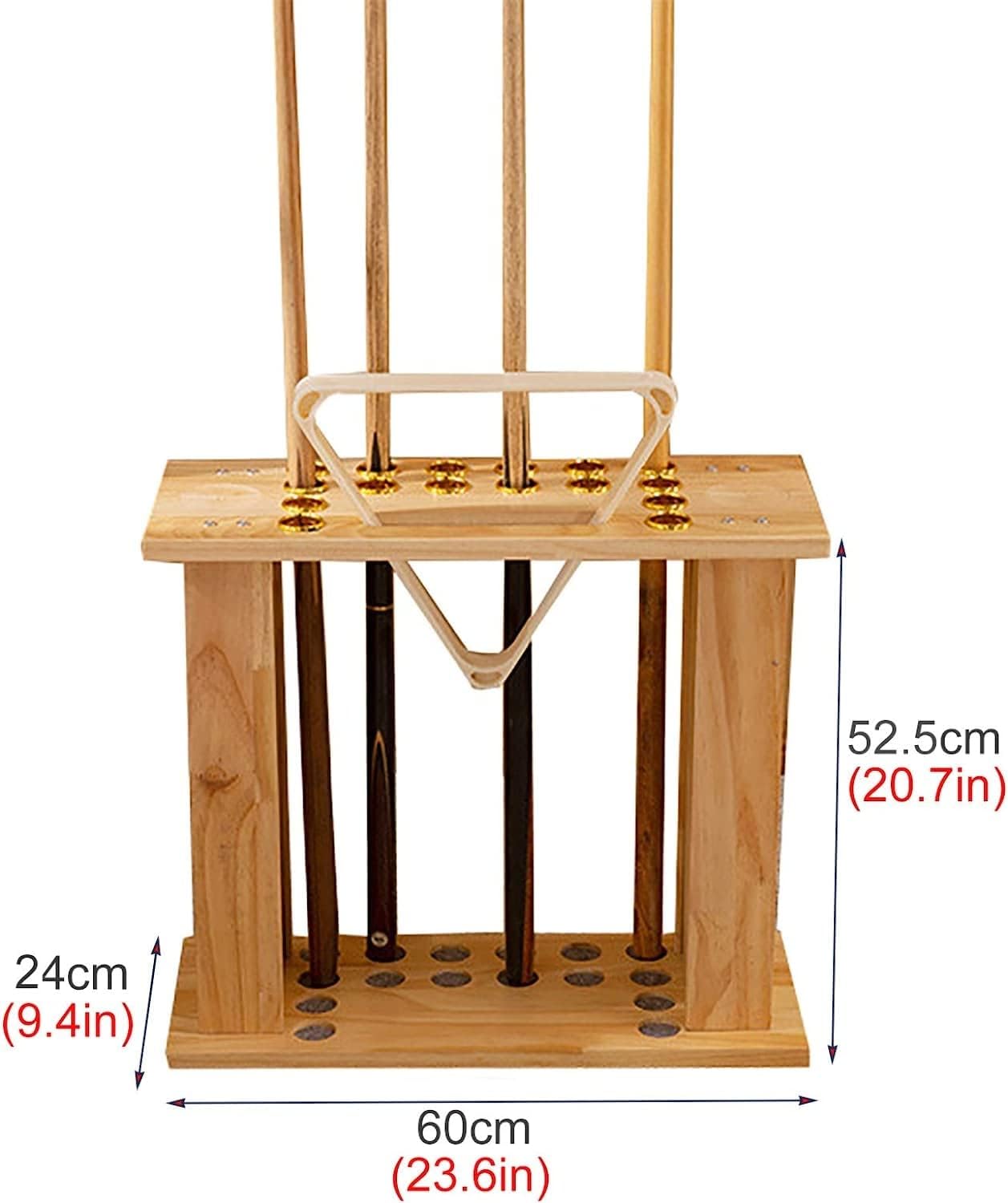 REMYS Billiard Corner Stand -Pool Cue Rack,Holds 16 Cues,Pool Cue Rack,High Density Board,Wood Grain Finish,Pool Stick Holder,Stadium Billiard Table Accessories