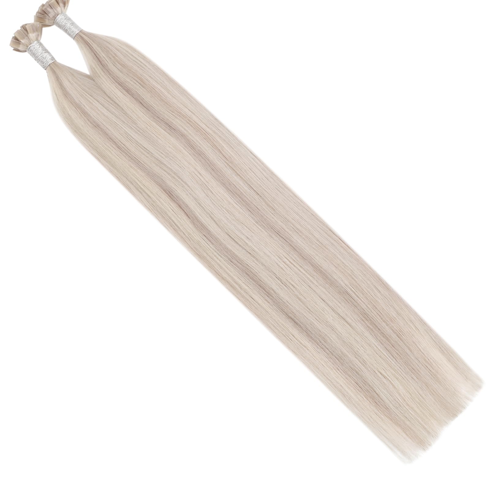Ugeat Przedłużenia keratynowe z naturalnych włosów z końcówką w kształcie keratyny, włosy ludzkie, 50 g, 50 g, #P18/613, jasny blond