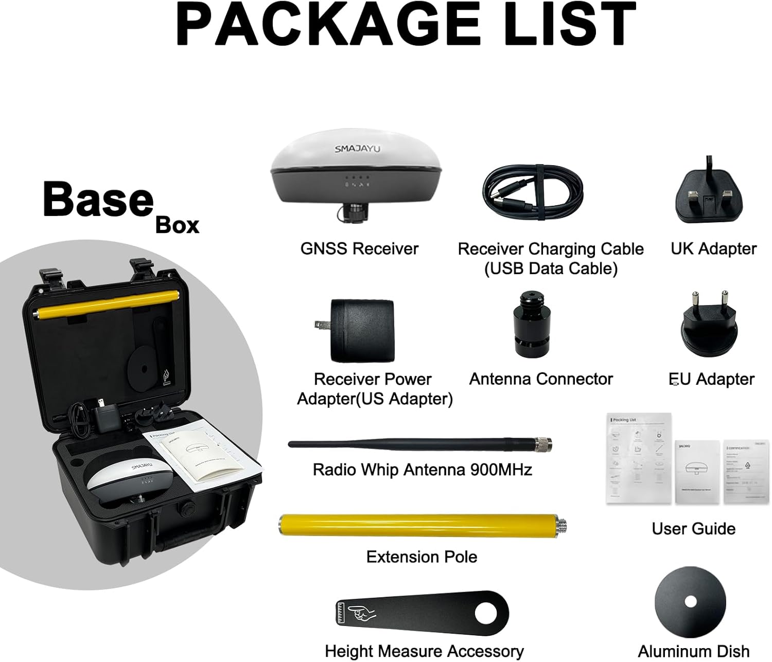 SMA20 Base 900MHz GNSS RTK GPS Surveying Equipment 1408 Channels RTK Rover for High-Precision Measurement, Land Survey, Topographic Mapping, CORS Correction, Free Software, NOAA Certified