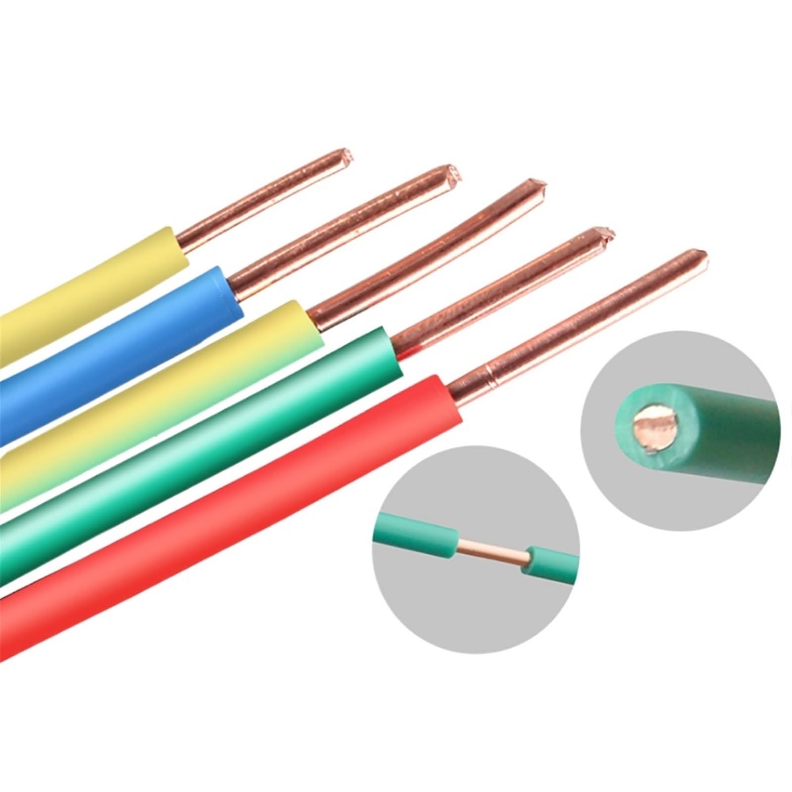 Filo di rame intrecciato flessibile, cavo unipolare solido senza ossigeno, isolato multicolore, varie misure (giallo, 5 metri 14 AWG 2,5 mm2)