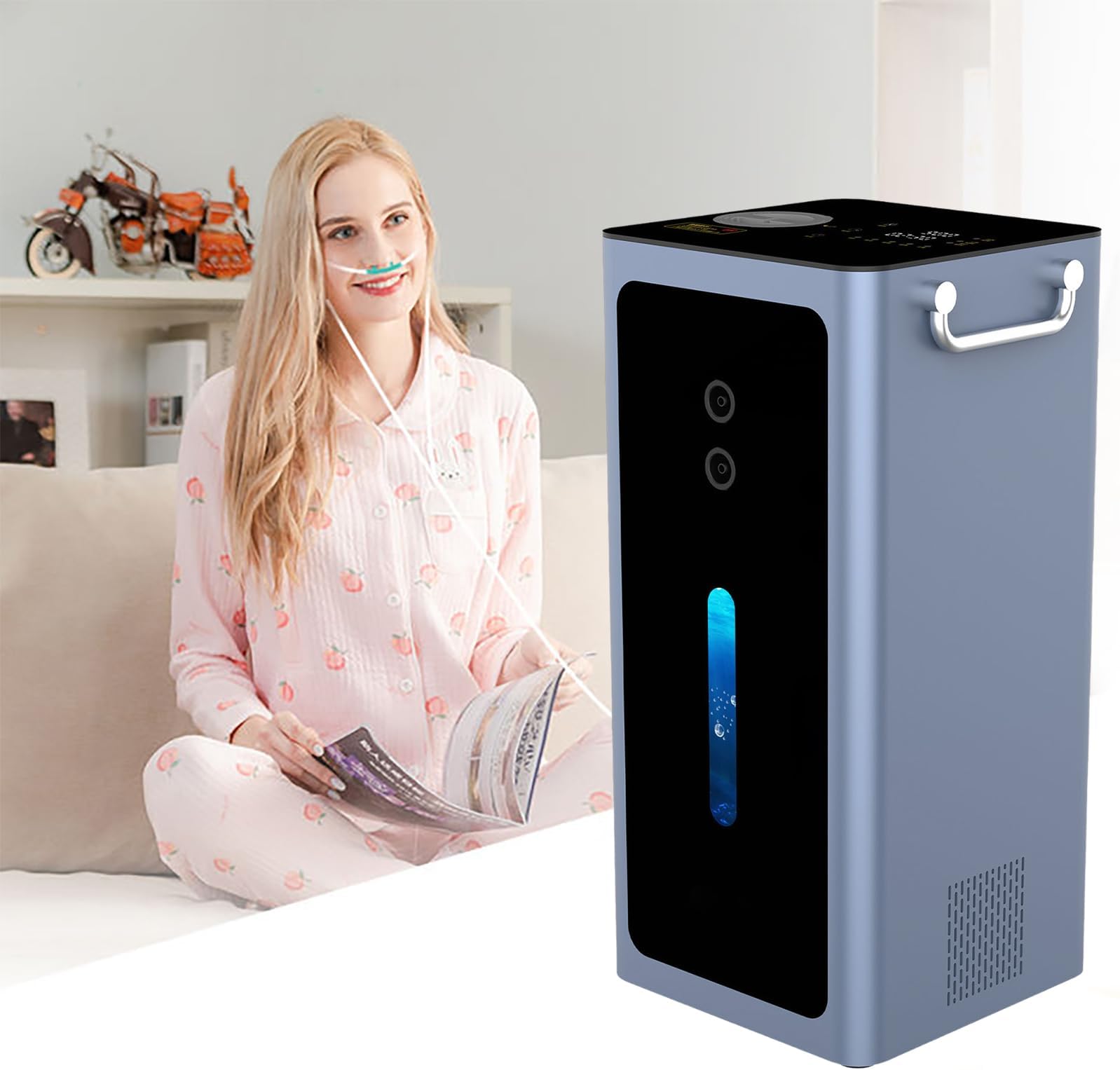 – Hydrogen Inhalation Therapy Machine, 99.99% High Purity H2 Water Ionizer, Dual-Port Inhaler for H2 Therapy, Hydrogen Water Generator, SPE Water Ionizer for Home 900ml/min (600H+300O)