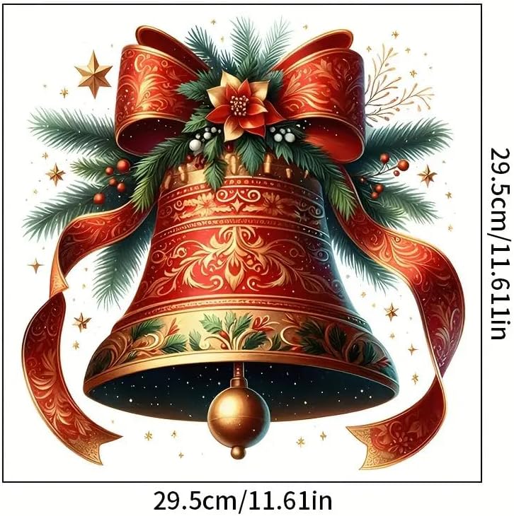 Christmas Bow Bell Toilet Cover Sticker Decals,Fish Bird Flower Leaf Waterproof Toilet Lid Tank Seat Decals Cistern Self-Adhesive Bathroom Wall Sticker
