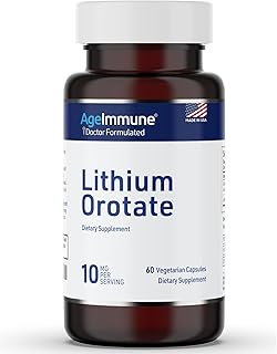 Lithium Orotate 10mg per Capsule - 60 Vegetarian Capsules. Memory and Emotional Wellness Support - Magnesium Stearate Free - 2 Months Supply of Lithium Supplement.