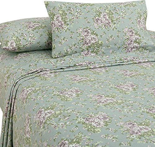 Bliss Casa 4 Piece 100% Cotton Flannel Sheet Set Queen - High Gsm Deep Pockets, Warm Breathable Flannel Sheet Set. Flannel Bed Set Includes 1 Flat Sheet, 1 Fitted Sheet & 2 Pillowcases (Blossom) #TOP1