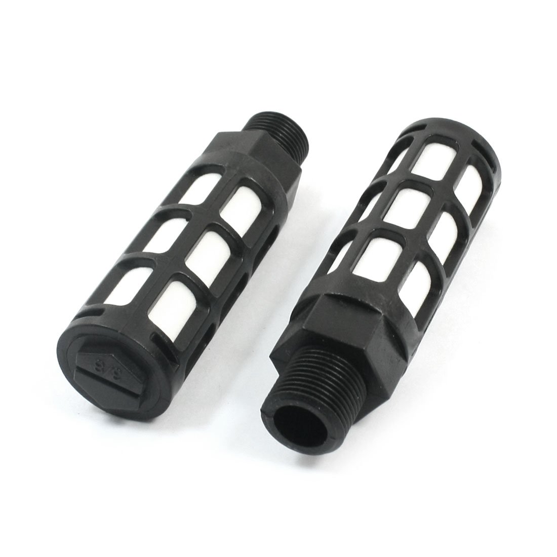 sourcingmap 2pcs Black 3/8PT Thread Cylinder Pneumatic Silencer Eliminator Muffler