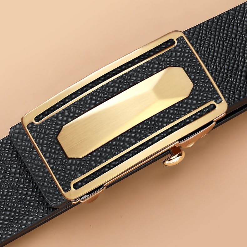 JSEIAJB Men's Genuine Leather Belt With Toothless Automatic Buckle Cowhide Belt2