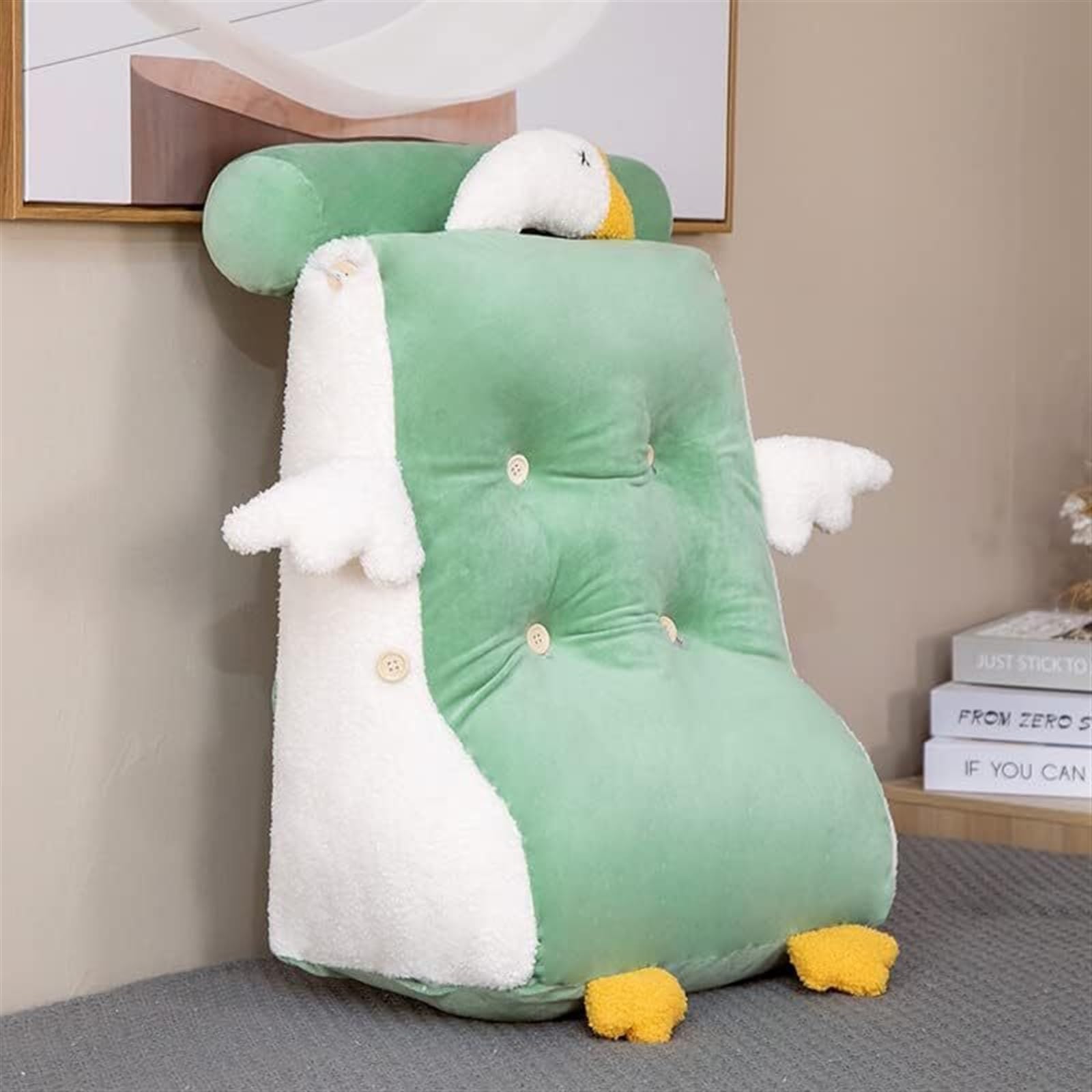 MYXJX back support cushion, Backrest Waist Pillows Triangle Reading Relax Sofa Support Removed and Washed Cushions(Green)
