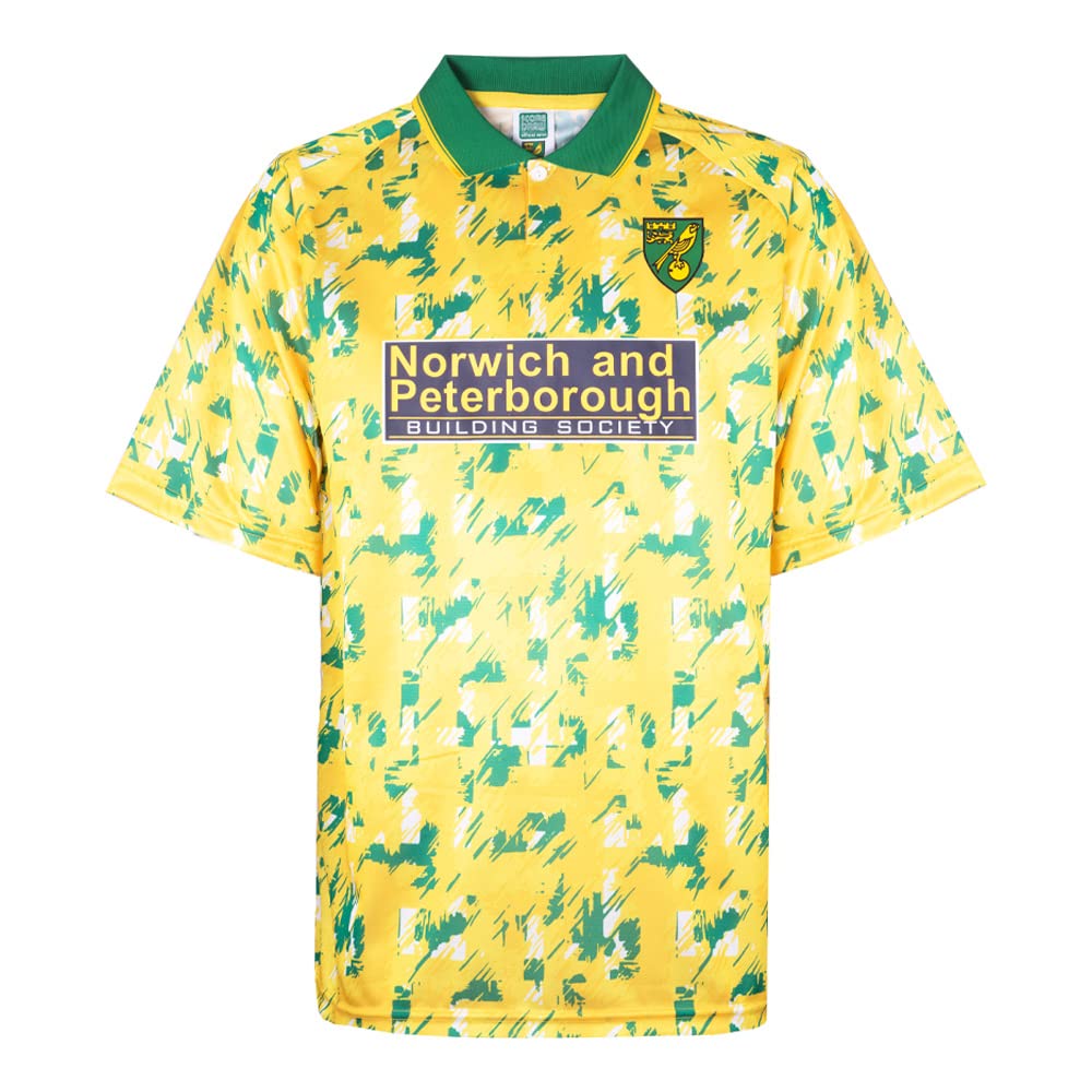 Score Draw Norwich City 1993 Retro Football Shirt Yellow X-Large Polyester