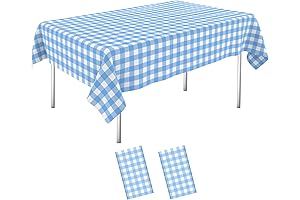 2 Pack Gingham Tablecloths Disposable - Plaid Checkered Plastic Table Cover