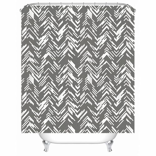 Tissu polyester pour rideau de douche résistant à la moisissure lavable noir et blanc