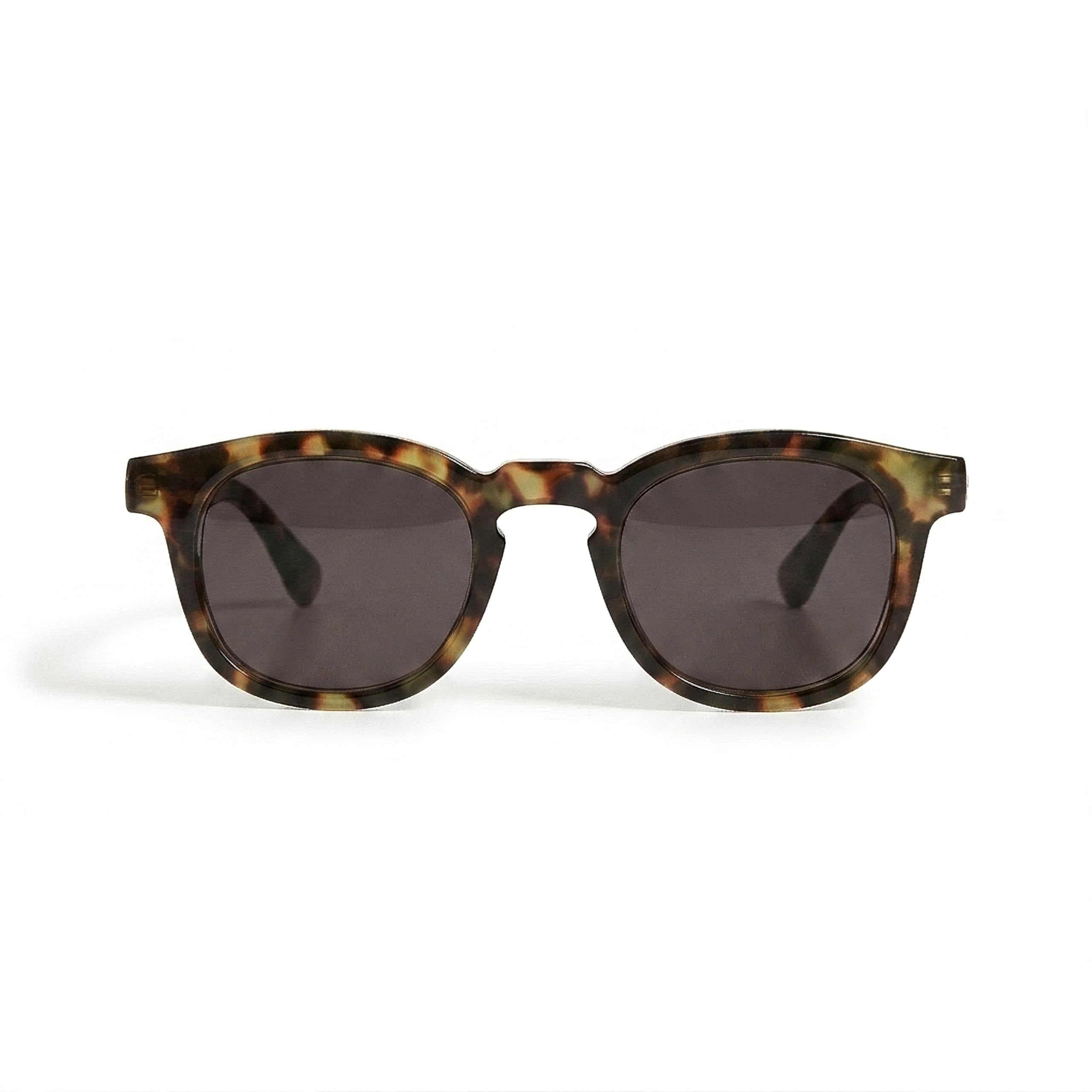 OPULIZE Bay Sunglasses Cool Thick Round Frame Spring Hinges Scratch Resistant Tinted Lens UV400 Protection Matt Brown Tortoiseshell Mens Womens S97-2