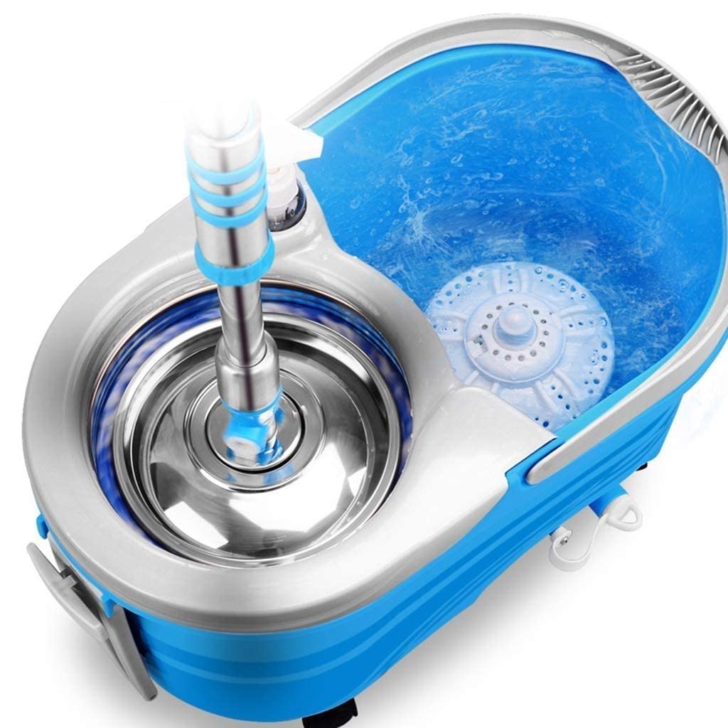 Cubo fregona Giratorio Giro automático 360 ​​° Cabezales fregona Microfibra Lavables máquina: Kit fácil Uso Almacenamiento más 4 Cabezales fregona