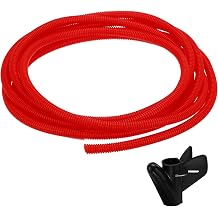 MECCANIXITY Split Wire Loom Tubing 1/2"12mm ID 10FT3.0m with Installation Tool, Heat & Cold Resistant -40F to 257F Plastic Flexible Conduit Cord Protector for Electrical Wires Cable, Red