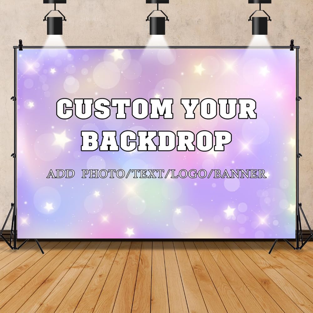 Leowefowa 10x8ft Fabric Custom Photography Background Personalized Backdrop Design Your Own Photo Text Logo Customized Backdrop for Events Bridal Baby