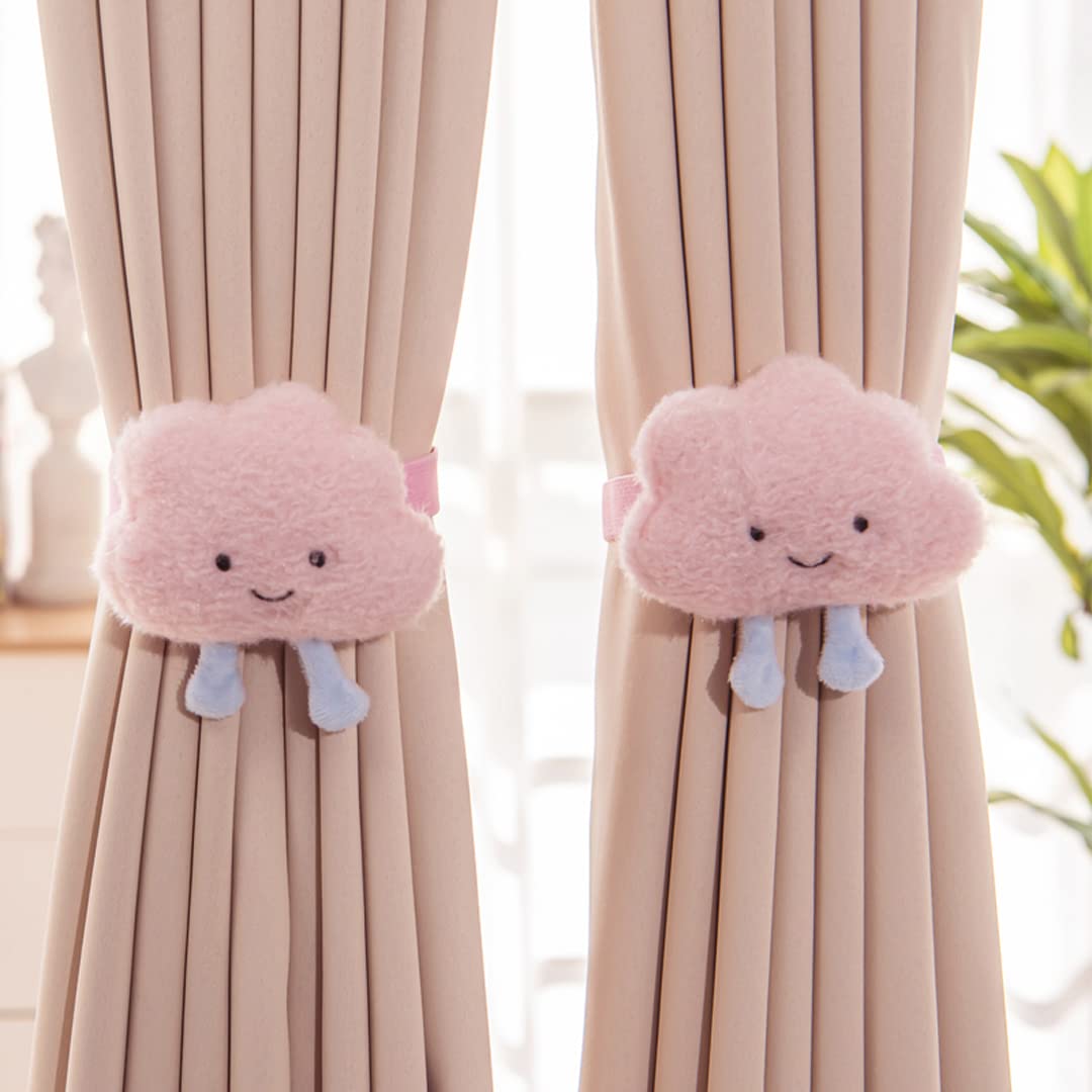 Lot De 2 Embrasses De Rideaux Enfants - Motif Nuage Rose Et étoile De Mer, Décoration Chambre Fille - 3
