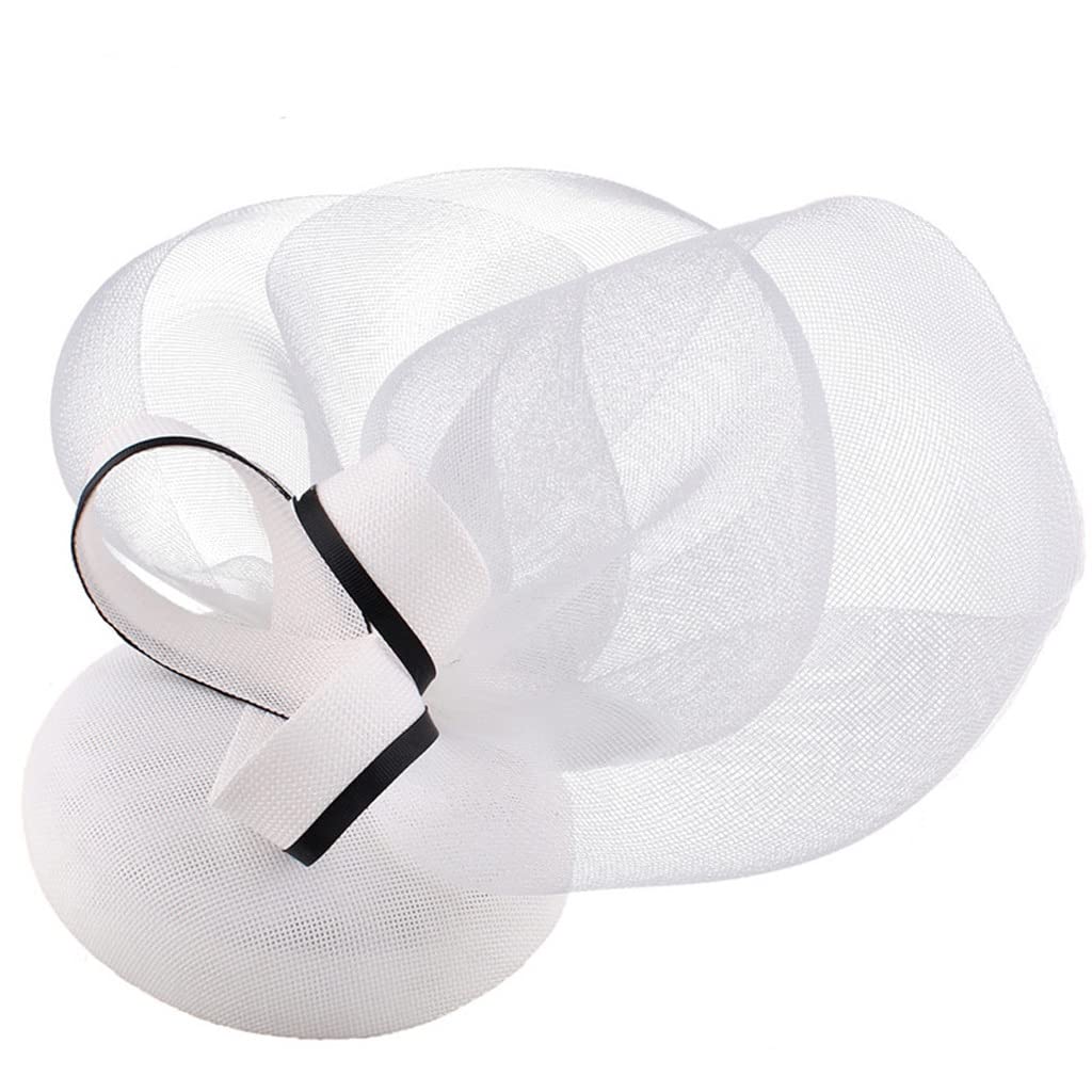 Biała siatka ślubna fascynator ślubny kapelusz dla eleganckich kobiet panie pokaż imprezowe nakrycia głowy spinki do włosów akcesoria do włosów (jednokolorowe 16 cm)