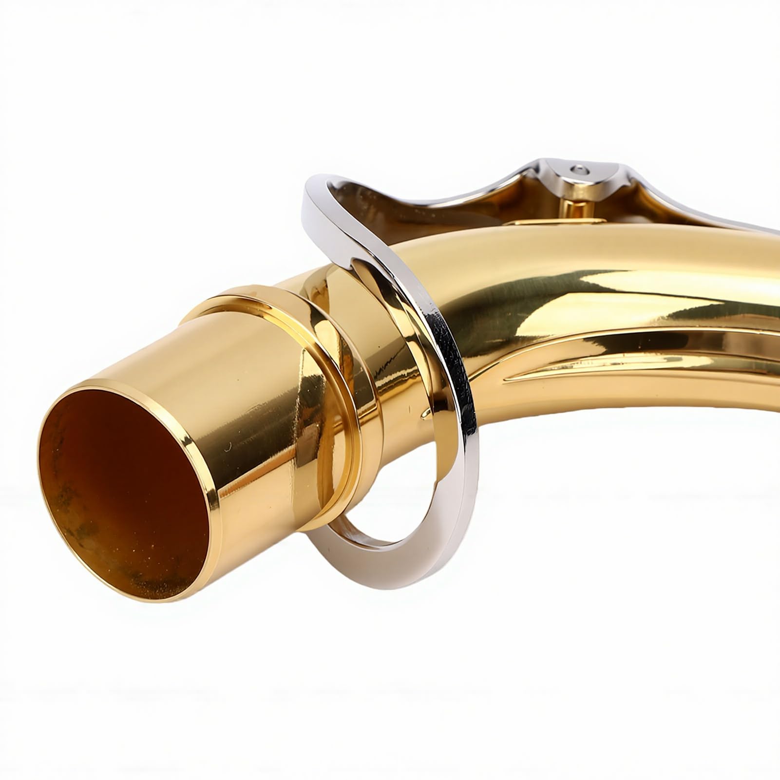 EMUKOEP Collo per Sassofono Contralto in Ottone Lucidato a Mano Sax Mib con Cuscinetti Ermetici per Studenti Musicisti