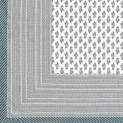 Image of BLOCKS OF INDIA 200Tc Diwan Set Cotton 8 Piece | Deewan Printed Bedsheet Sets For Living Room Hall (Set Of 8 Piece, 1-Bed Sheet | 2-Bolster Cover | 5-Cushion Cover (Color 23, White, Grey)