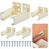 Chunful 4 Pair Rear Drawer Track Socket Back Plates Mounting Brackets Durable Plastic Drawer Track Back Plate Left and Right Close Locker Slides Socket for Repairing Replacing (Milky)