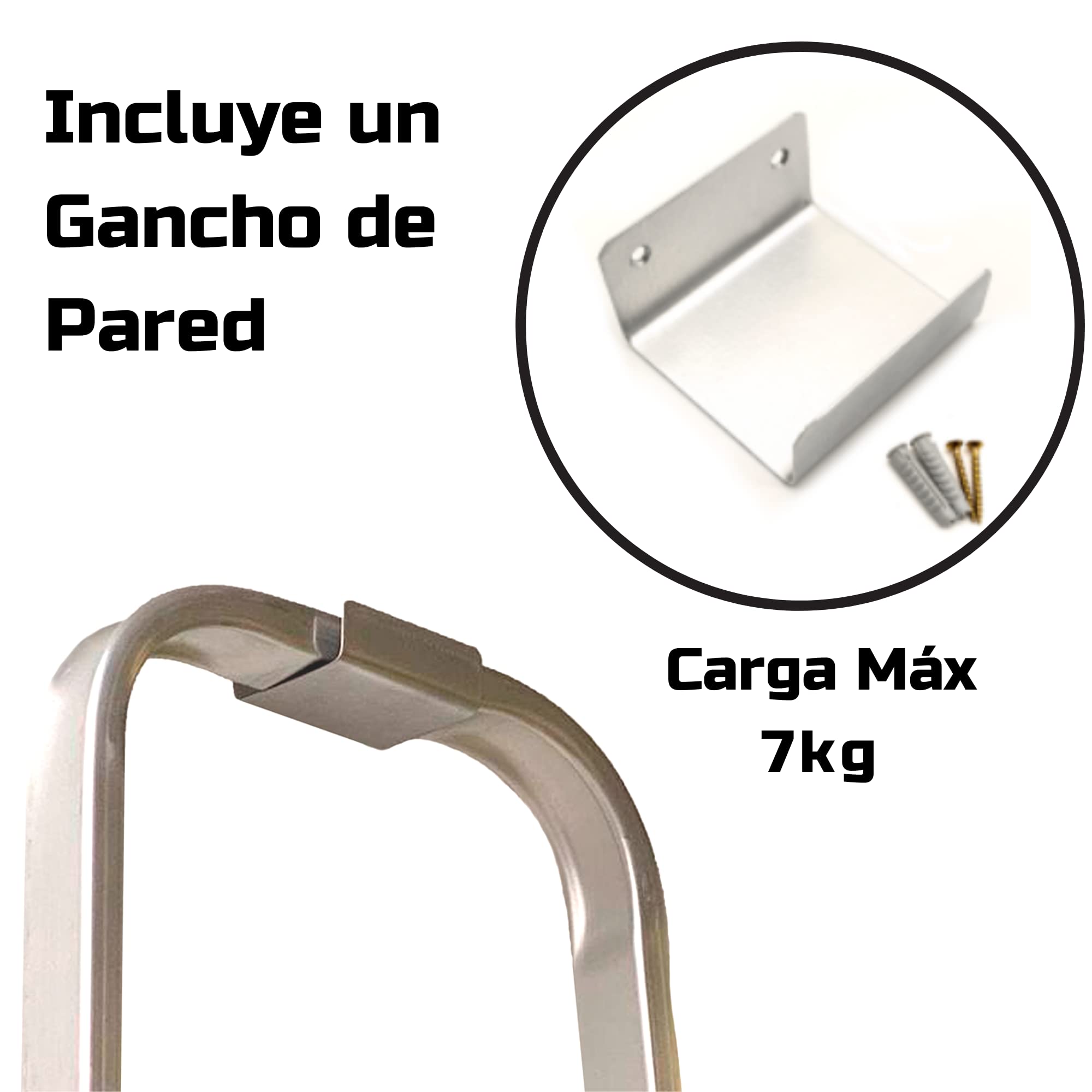 Keroppa, Escalera de Tijera Plegable, Marca Española. Escalera de Aluminio, 5 peldaños, con Gancho de Pared, Multiusos, Antideslizante, Ligera y Resistente, Escalera Doméstica, Fácil Transporte