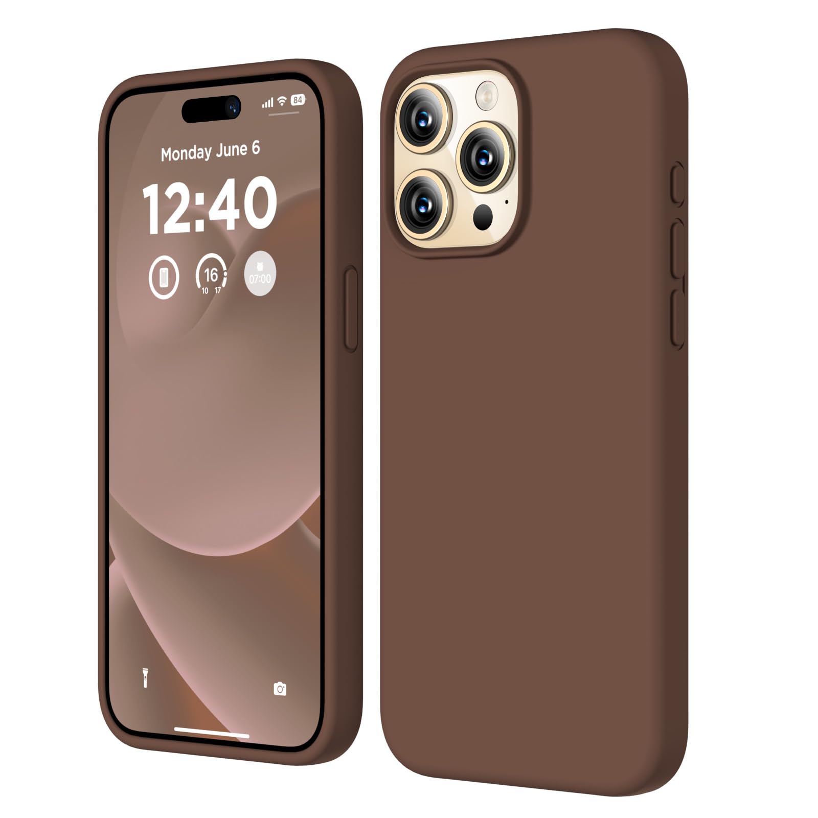 Compatible with iPhone 15 Pro Max Case, Liquid Silicone Case, Full Body Shockproof Protective Cover Slim Thin Phone Case with Soft Anti-Scratch Microfiber Lining, 6.7 inch-Chocolate