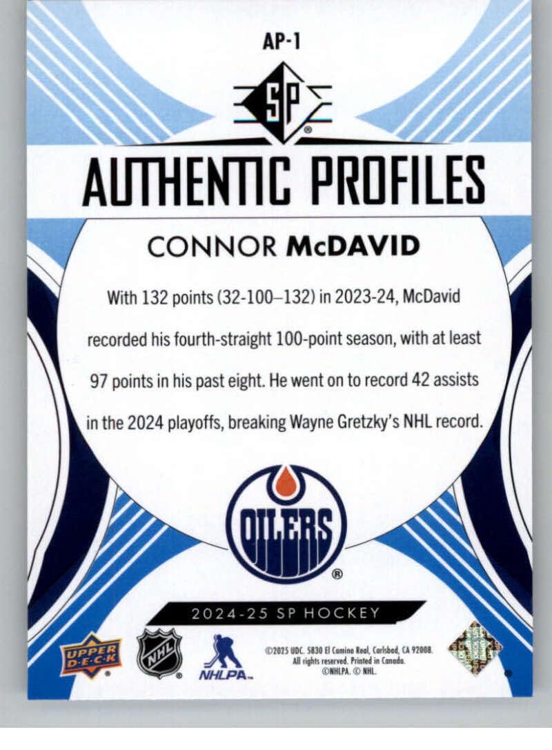 Amazon.com: 2024-25 Upper Deck SP Blue Authentic Profiles #AP-1