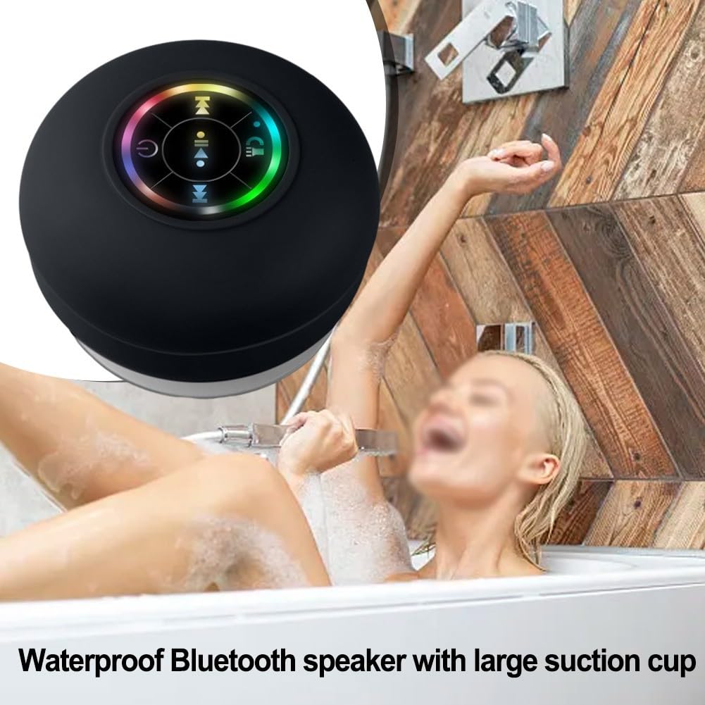 SPORTARC Altoparlante impermeabile con grande aspirazione, altoparlante a LED per doccia, altoparlante portatile arcobaleno per doccia blue-tooth 100HZ-20KHZ