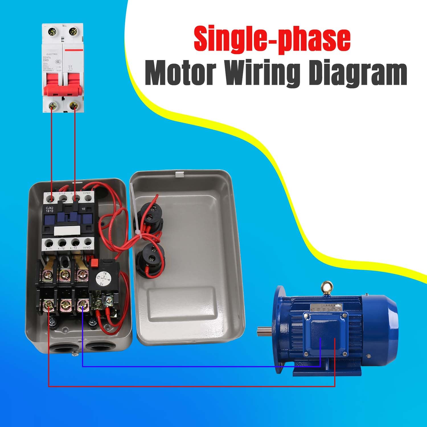 Avviatore magnetico per motore elettrico, 220/240 V, 4 kW, 10-16 A, 5,5 HP, avviamento magnetico monofase per motori (interruttore a pulsante)