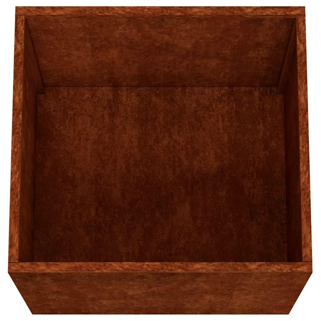 Donice 2 sztuki 32x30x29 cm Stal Kortenowska Skrzynia na Kwiaty Dekoracyjna do Ogrodu Balkonu Tarasu Odporna na Warunki Atmosferyczne Rustykalna
