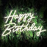 ColorSavvy Happy Birthday Neon Sign, 22.5x13.8 Inch Neon Happy Birthday Sign for Backdrop with Dimmer Switch, 12V Reusable Happy Birthday LED Sign for Birthday Party Decoration(Warm White)