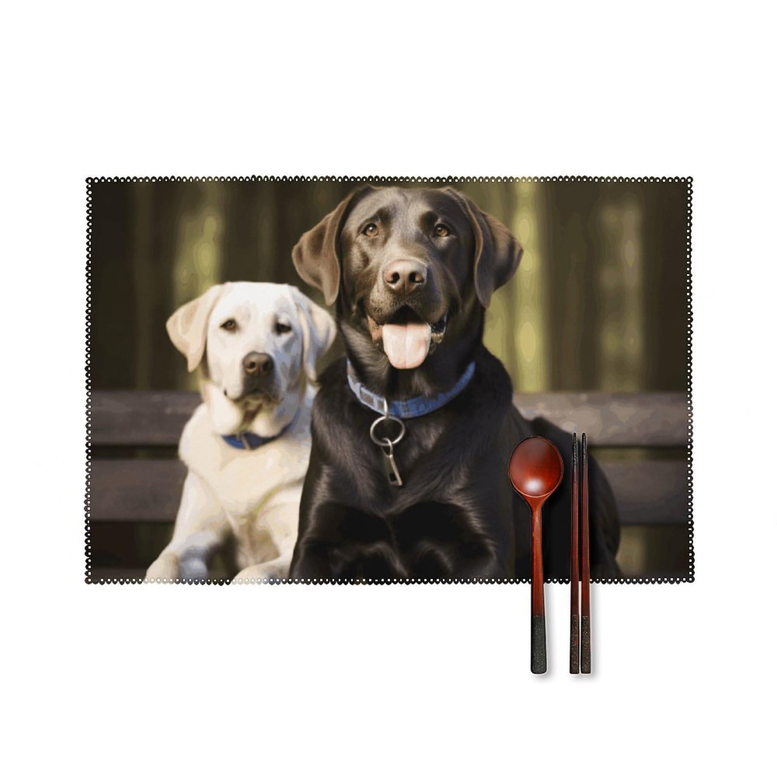 Labrador Placemats Set of 6, 12x18 Inch Heat Resistant Washable Canvas Table Mats, Stain Resistant Decorative Dining Placemats for Kitchen, Restaurant, Outdoor Party