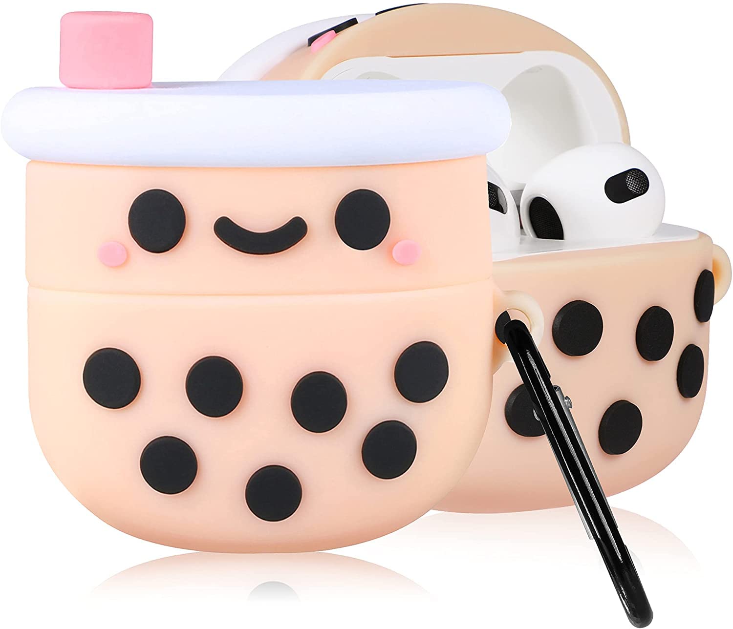 YONK Soft Silicone 3D Funny Designer Cartoon Case for Airpods 3 3rd Generation (Smile Milk Tea)