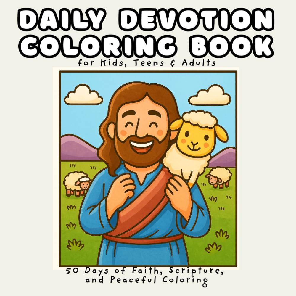 Daily Devotion Coloring Book for Kids, Teens & Adults: 50 Days of Faith, Scripture, and Peaceful Coloring