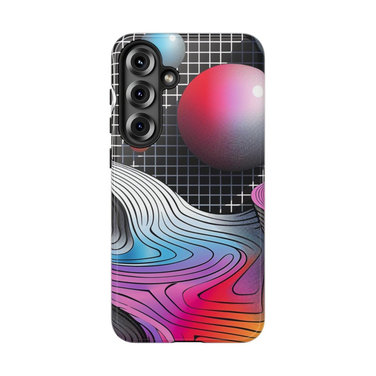 Coque Samsung S25 Plus rigide brillante paysage géométrique